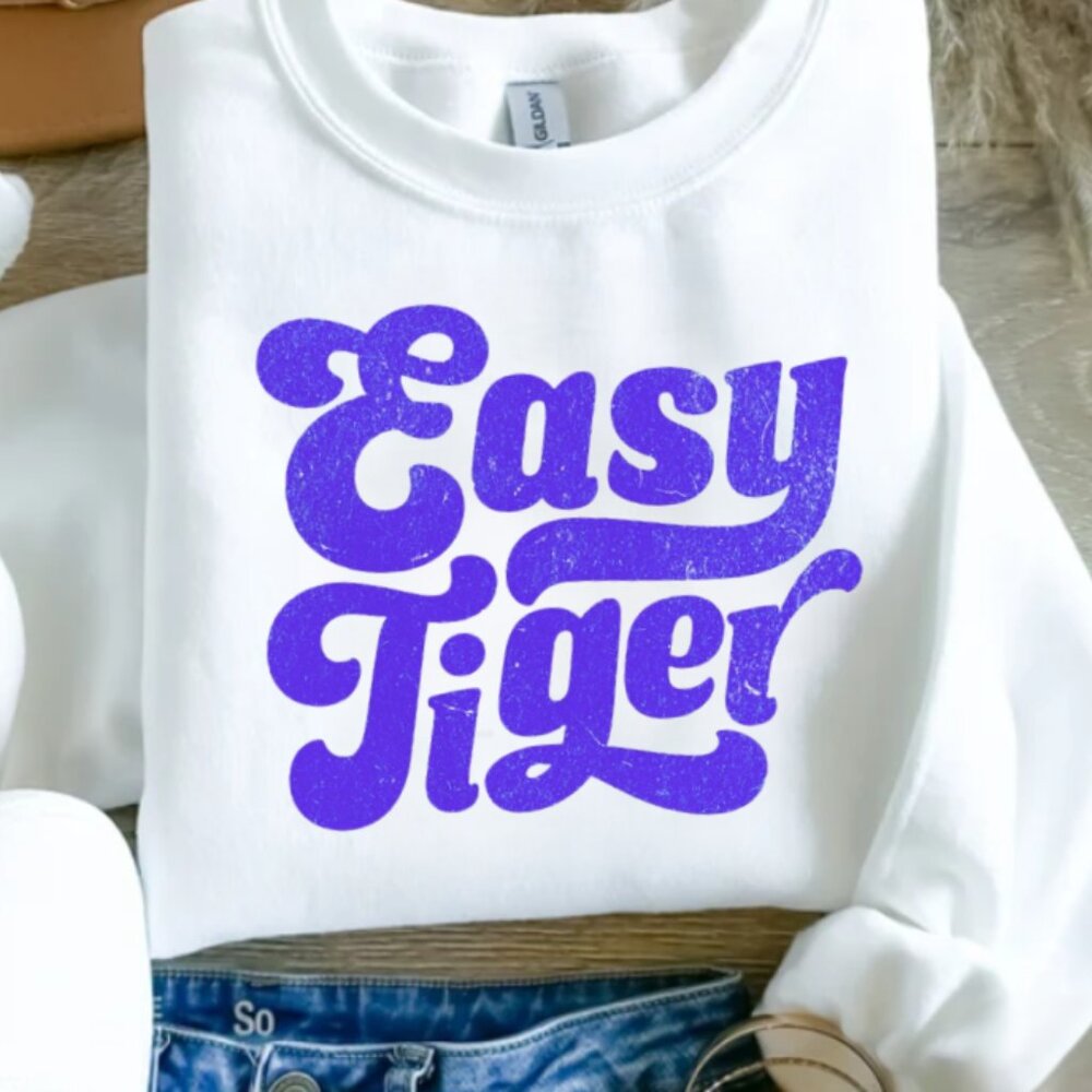 Easy Tiger Distressed Sweatshirt  (Color: White/New 2X)